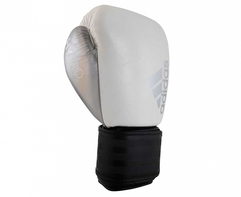 Купить перчатки боксерские adidas hybrid 200 бело-черно-серебристые по цене 7 591 ₽ в магазине VersusBox.ru