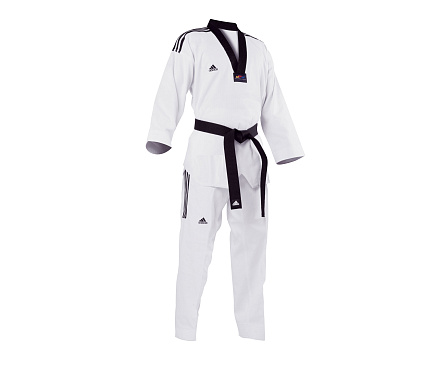 Добок для тхэквондо adidas Wtf Adi-GrandMaster 3 белый с черным воротником в интернет-магазине VersusBox.ru