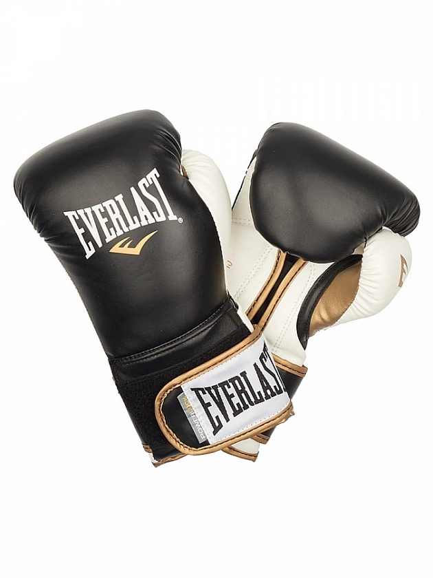 Купить боксерские перчатки everlast тренировочные powerlock pu черно-белые по цене 6 499 ₽ в магазине VersusBox.ru