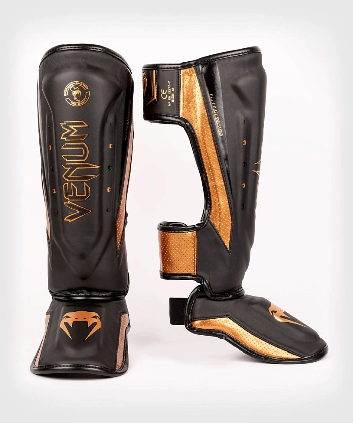 Venum Elite Evo Shinguards - Black/Bronze в интернет-магазине VersusBox.ru