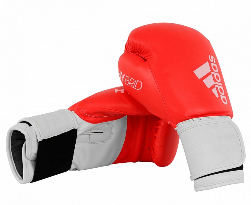 Купить перчатки боксерские adidas hybrid 100 красно-белые по цене  в магазине VersusBox.ru