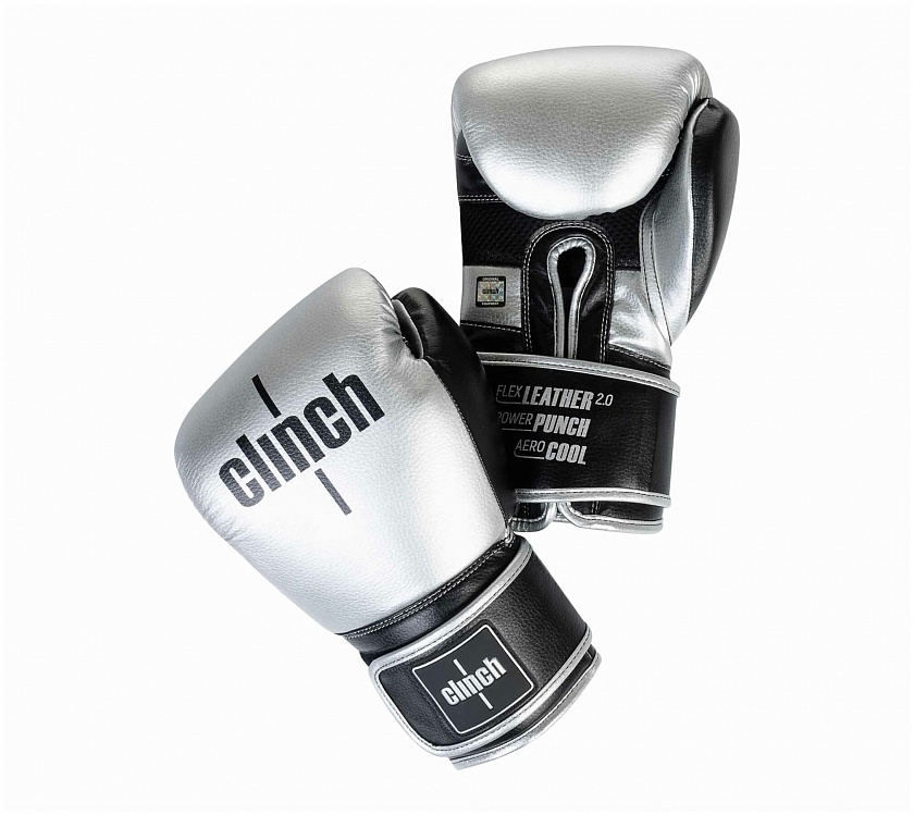 Купить перчатки боксерские clinch punch 2.0 серебристо-черные по цене 4 990 ₽ в магазине VersusBox.ru