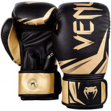 Venum  боксерские тренировочные перчатки Challenger 3.0 черно- золотые в интернет-магазине VersusBox.ru