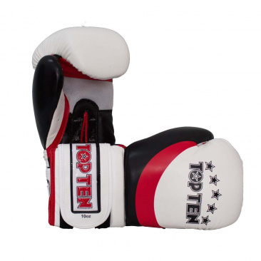 Top Ten боксерские тренировочные перчатки бело- красные Stripe Boxing в интернет-магазине VersusBox.ru